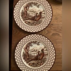 Set of 2 Royal Stafford Chantilly Pheasant Dinner Plates Lovely!
